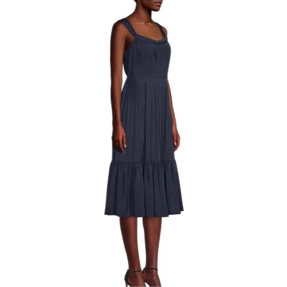 Kobi Halperin Sleeveless Navy Tiered Midi Dress
